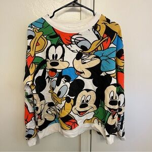 Disney Mickey & Minnie Mouse Crewneck Sweatshirt Women’s Medium Cropped Vintage